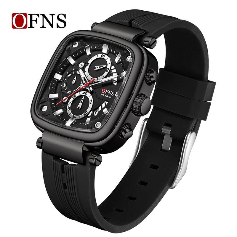 Oufani Men's Waterproof Quartz Chronograph Watch with Luminous Dial and Small Seconds Display.