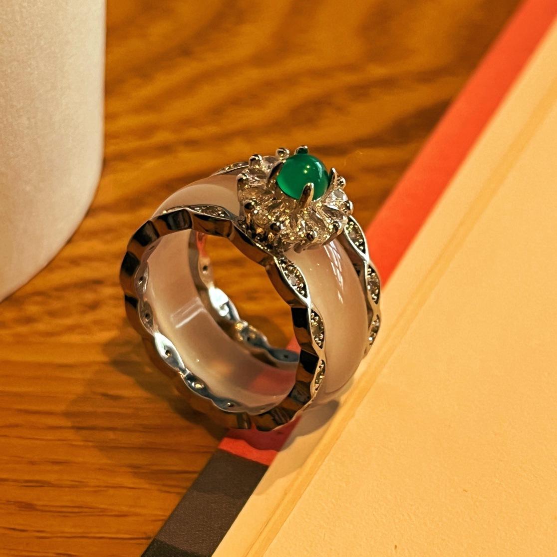 Jadeite White Ice Light, Natural White Chalcedony Ring, Agate Ring, Real Shot.