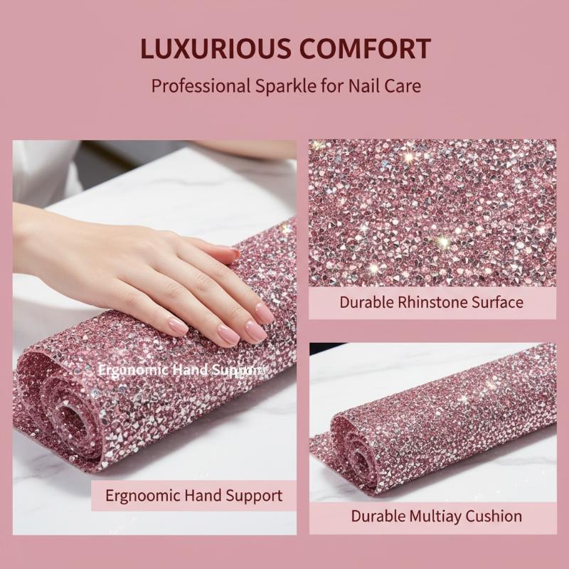 1Pcs Non-Slip Pillow Mat Starry Sky Nail Art Rhinestones Glitter Table Mat Photography Prop For Manicure