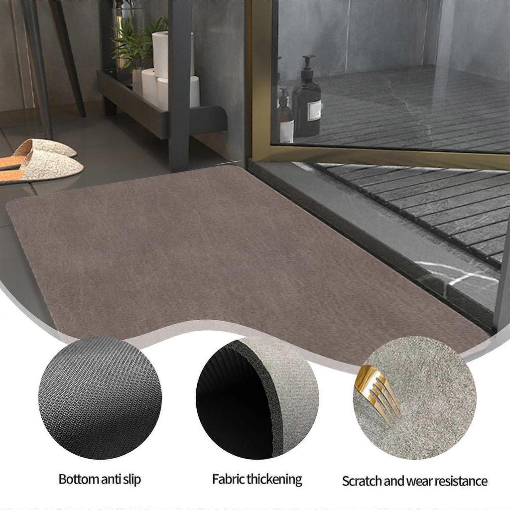 Ruhiku GW Bathroom Floor Mat, Diatom Mud Non-Slip Quick Dry Absorbent, Washable Compatible with Under Door, In Front of Bathtub, Shower, Sink