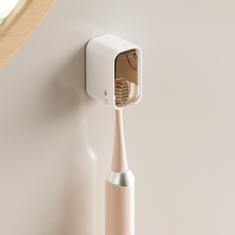 Dustproof Wall Mounted Toothbrush Holder With Cover Self Adhesive Toothbrush Storage Organizer For Shower Bathroom