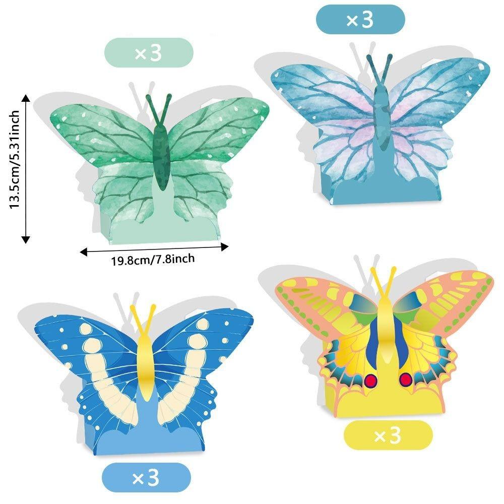 12PCS Multicolor Butterfly Flower Basket Paper Tabletop Ornament Party Supplies