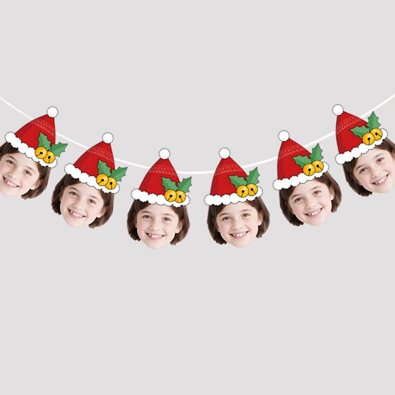 

6pcs/12pcs Christmas Customizable Santa Hat Pattern Banner Boys and Girls Birthday Parties Creative Background Decoration other