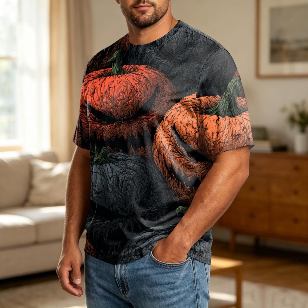 Men's Halloween Graphic T Shirt Plus Size Comfortable Breathable Casual Loose Fit Top with Printed Design for Seasonal Wear