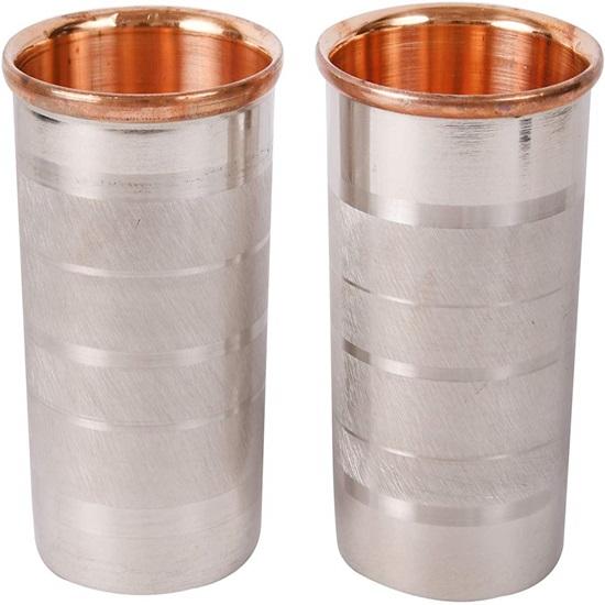 Pure Copper Glass for Water Drinkware and Serve Ware Tumbler Set of 2