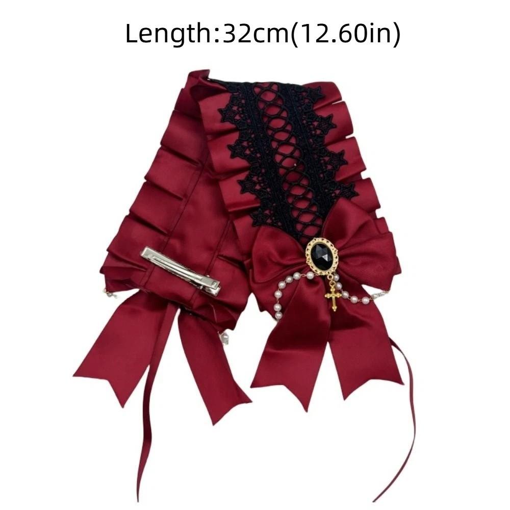 Creative Sweet Lolita Lace Headband Ribbon Bow JK Maid Cosplay Headdress Hair Accessories Pearl Lolita Hair Clip Daily