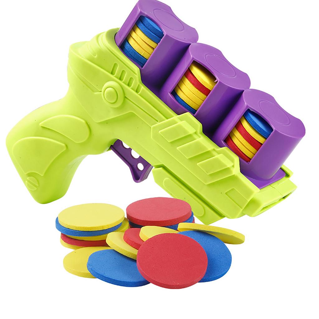 Children Fun Toys Flying Saucer Guns Ejection Flying Disc 25 Eva Soft Bullets Toy Gun Kids Outdoor Games Interactive Sport Toys