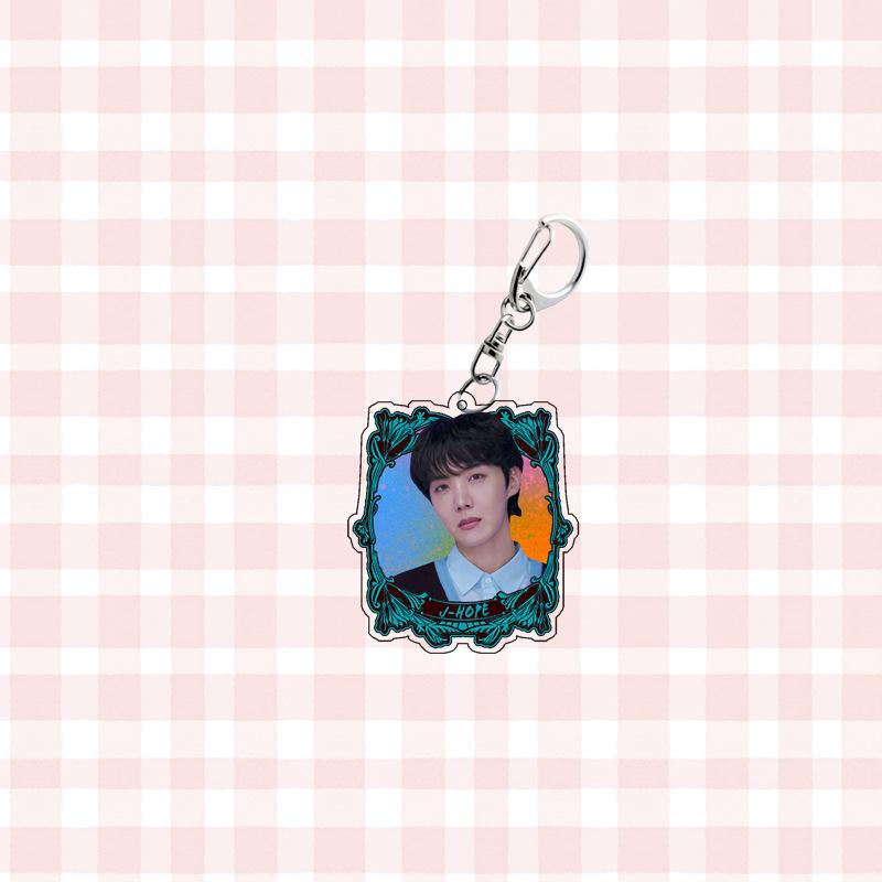 7pcs BTS Retro Photo Frame Style Keychain, Member Portrait Backpack Charm, Celebrity Merchandise Support Ornament
