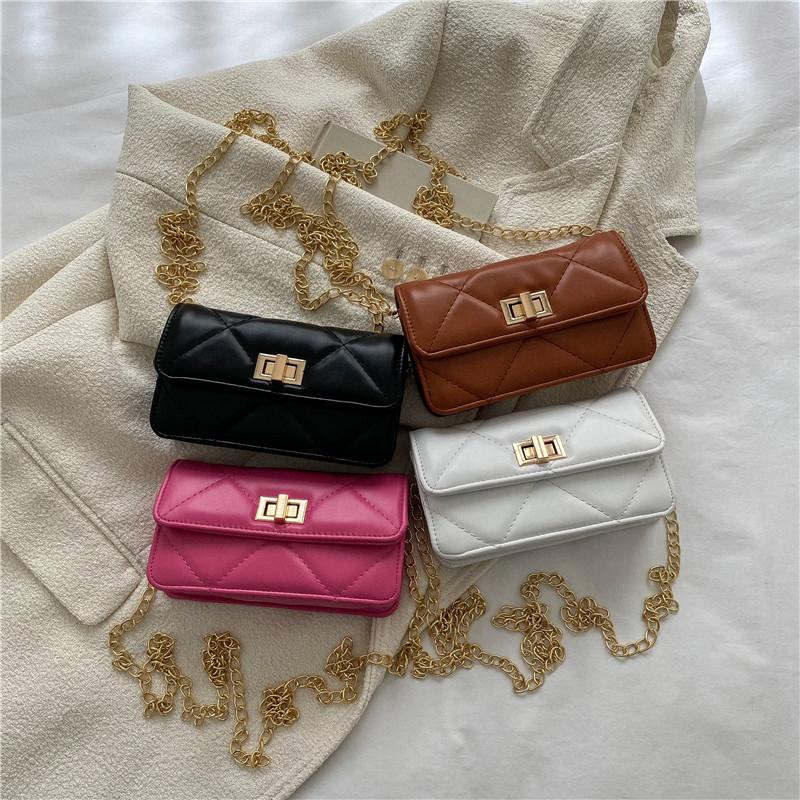 Simple Texture Rhombus Chain Bag Women's 2025 Retro Winter New Transfer Lock Single Shoulder Oblique Span Small Square Bag
