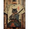 Novas Camisetas com Estampa 3D de Gato Samurai Japonês para Homens Mulheres Camiseta Casual de Manga Curta Top Harajuku Roupa Streetwear