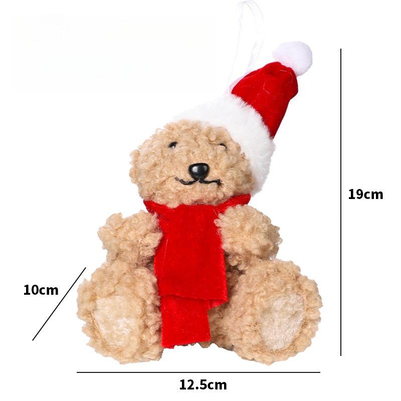 1PC Cute Christmas Bear Plush Pendant for Christmas Tree Hanging Bear Plush Pendant Gift Xmas Home Party Xmas Tree Decoration