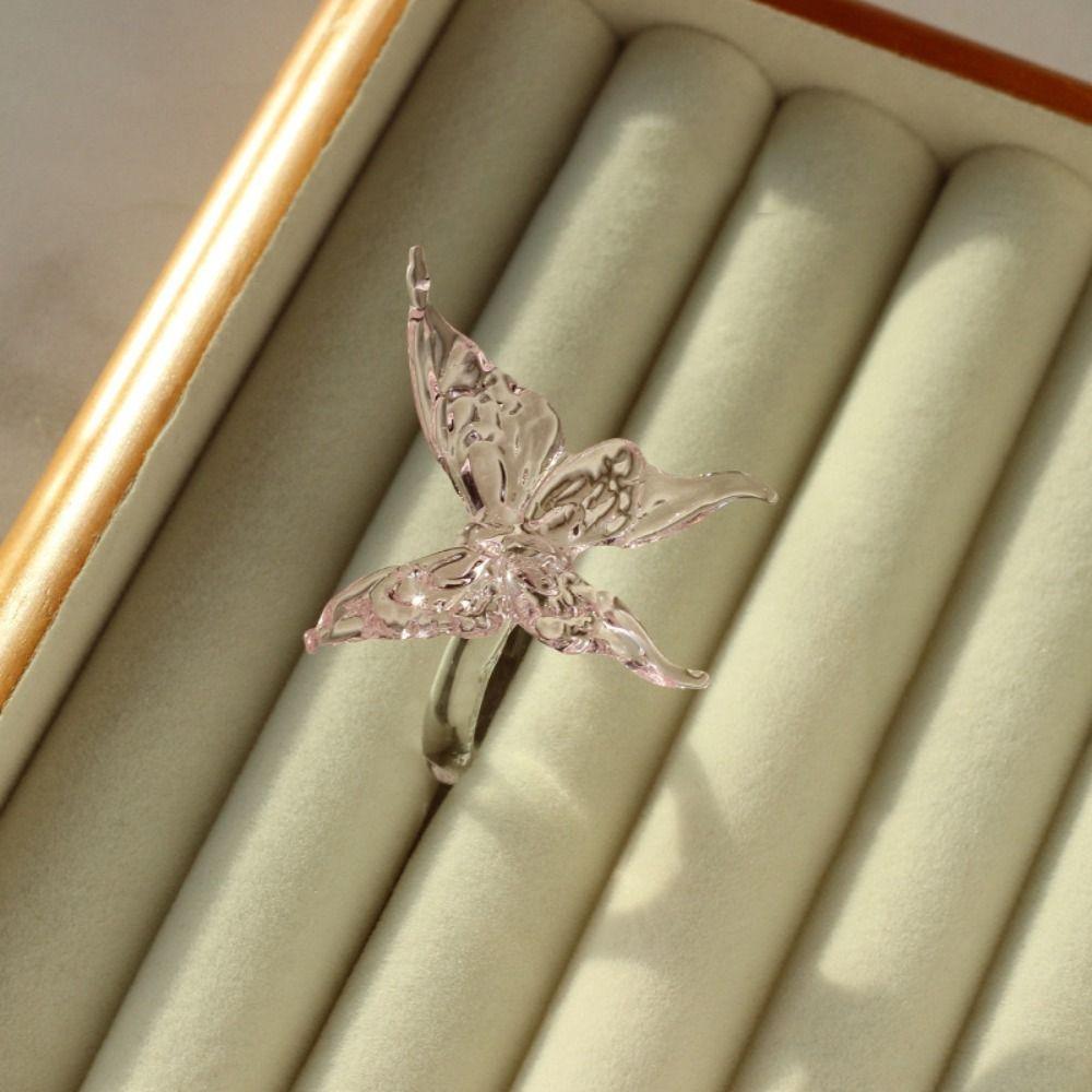 Handmade Glaze Butterfly Ring Exquisite Chinese Dragon Ring Creative Colorful Flower Ring  Wedding