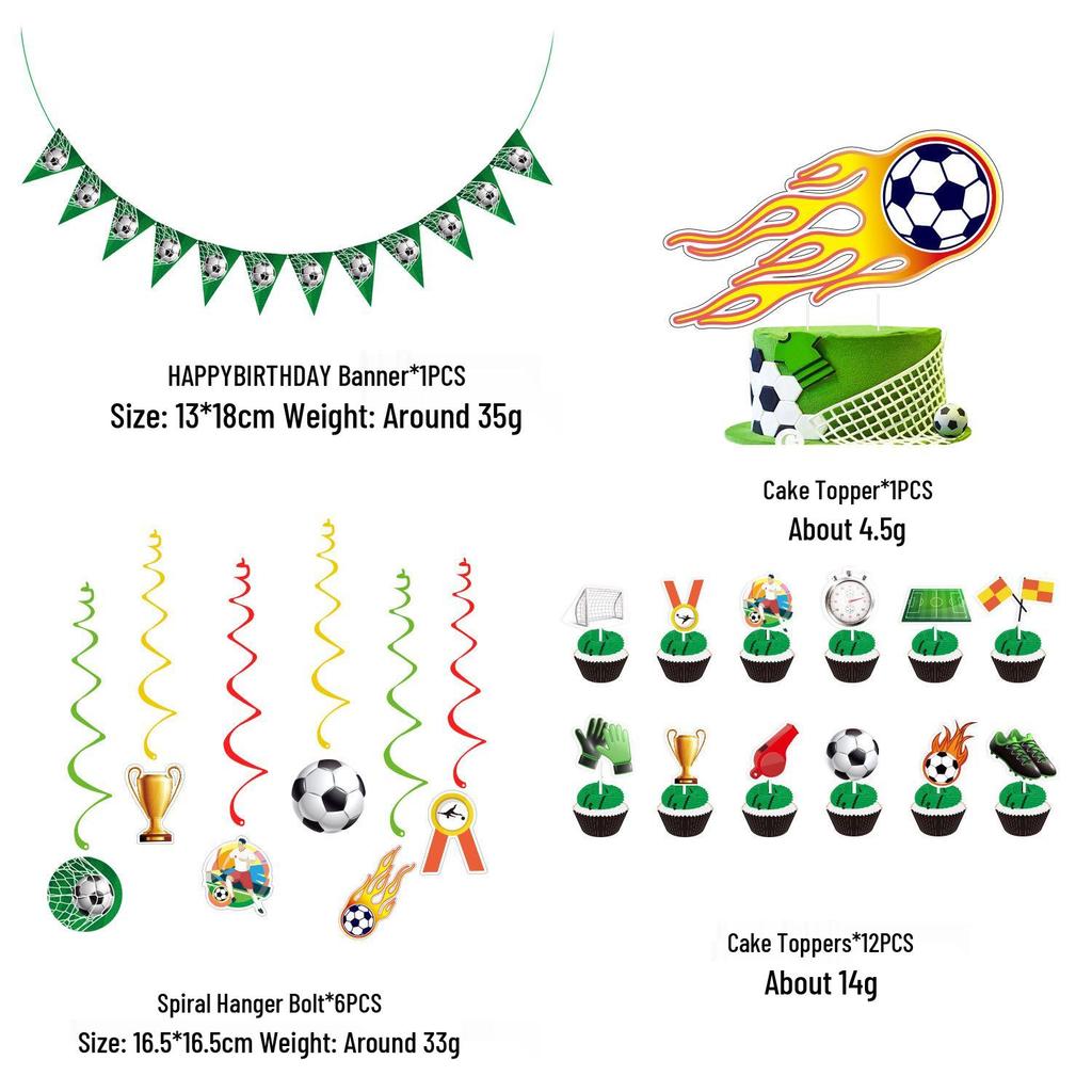 World Cup Birthday Party Decorations: Banners, Spirals, and Cake Toppers