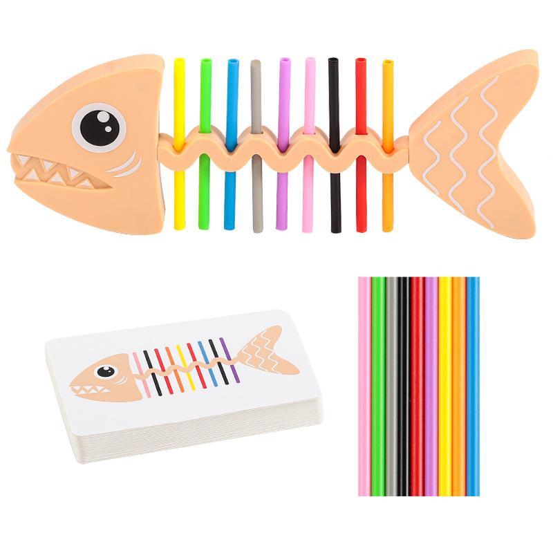 Fish Bone Matching Toy Montessori Color Sorting Educational Game Non-Toxic Fine Motor Skill Toy for Preschool Toddlers