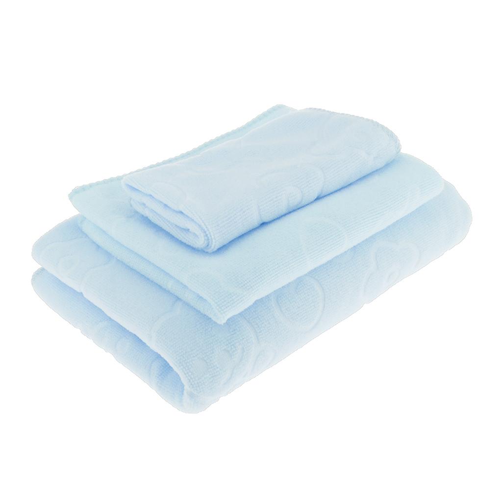 

3 Sizes Sets Bathroom Gym Bathtowel Bath Sheet Solid Color светло-синий
