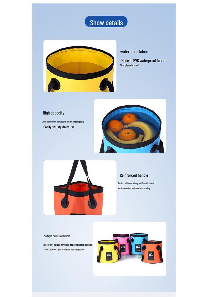 Foldable PVC Water Bucket: Portable Outdoor Camping & Fishing Bin for Multi-purpose Use