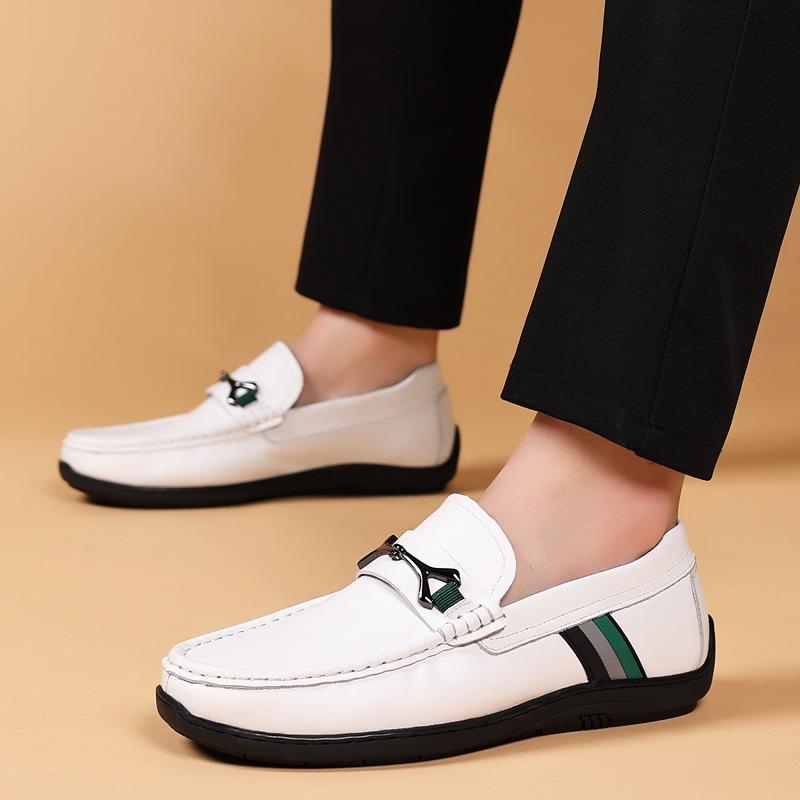 New First-layer Cowhide Men's Beanie Shoes Genuine Leather Fashion Casual Leather Shoes Handmade Men's Shoes Men's Single Shoes Soft