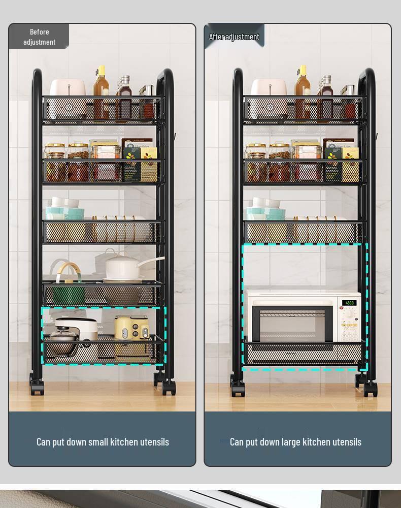Multi-Layer Mobile Storage Rack for Kitchen, Bedroom, and Bathroom