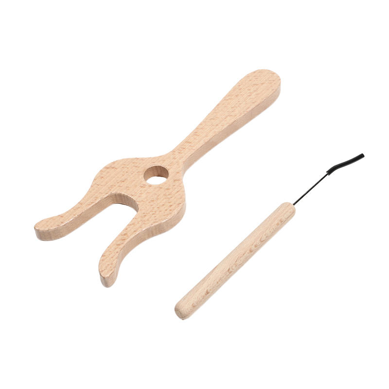 1set 19cm Wooden Fork-shaped Knitting Tool Kids' Handcraft Yarn Flower Knitting Fork