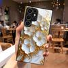 3D White Flower Pattern 2D Tempered Glass Phone Case for Samsung S26 S25 S24 S23 S22 S21 S20 A56 A36 A16Durable Protective Cover