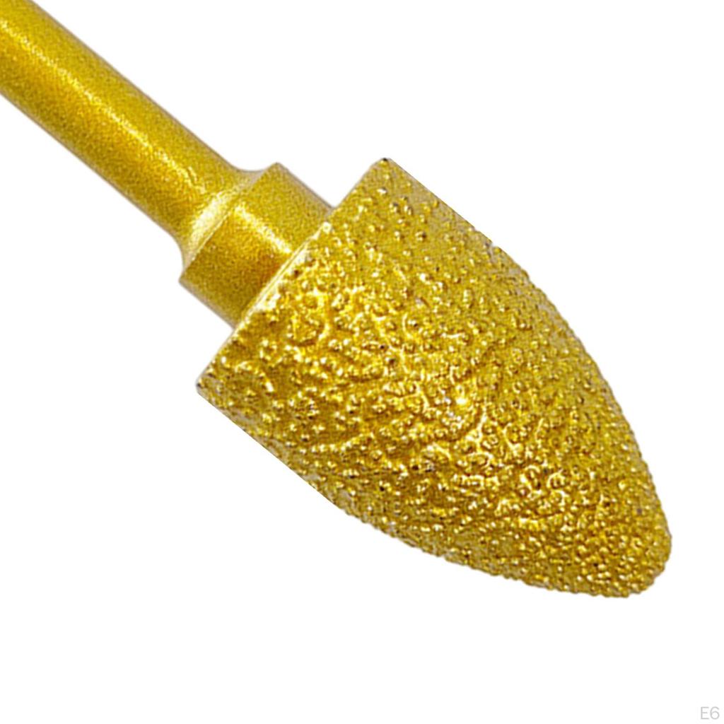 Diamant-Schleifkopf-Burr, 6 mm Schaft, Drehwerkzeug, Stiftspitze für DIY-Steinschnitzerei