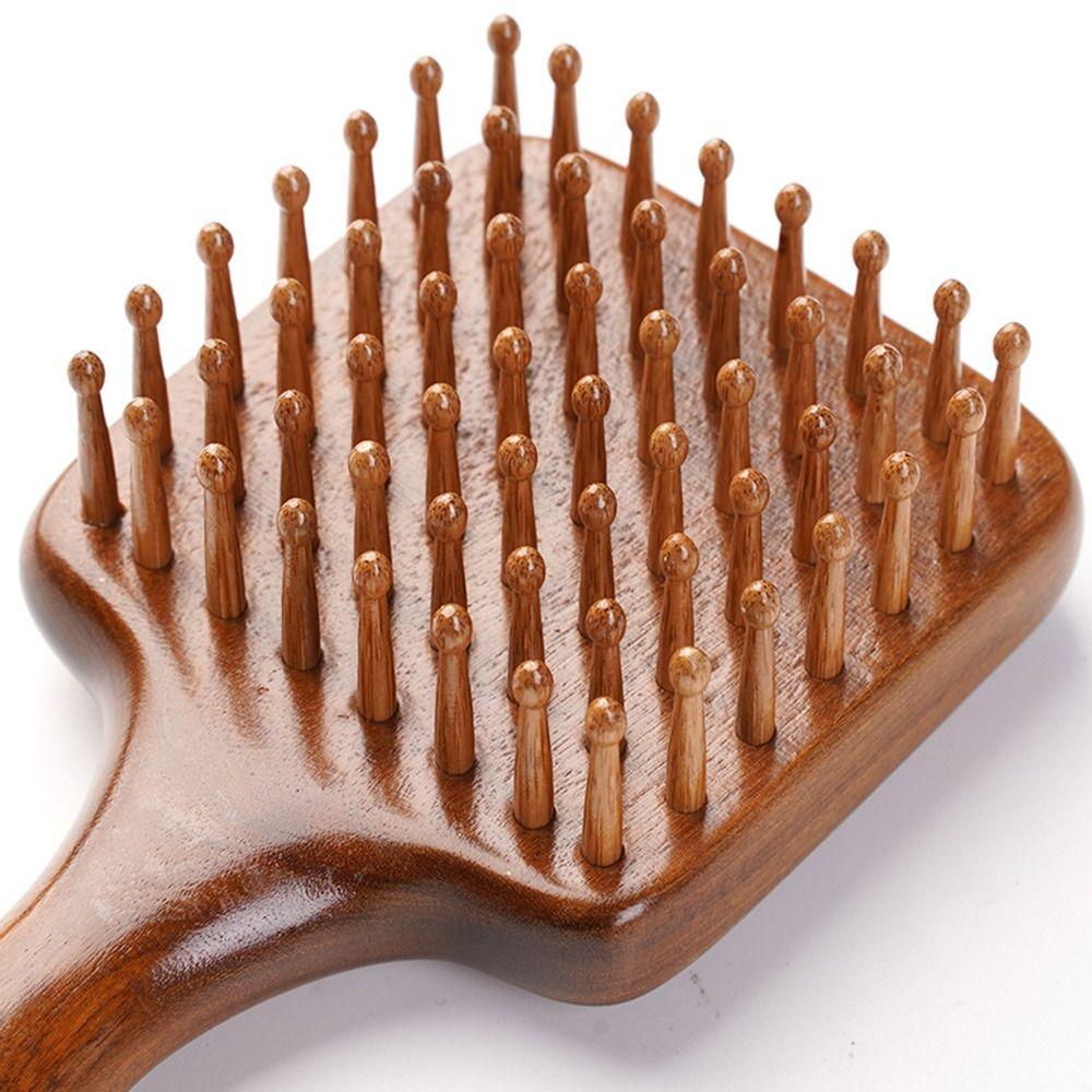Long Handle Wooden Scalp Massager Anti-Static Meridian Hair Brush  Home Use