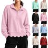 Women's Neck Pullover Sweatshirt with Scalloped Hem Casual Top