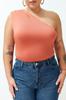 Women's Style Plus Size Cinnamon Asymmetric Collar Knitted Body with Snaps at the Bottom