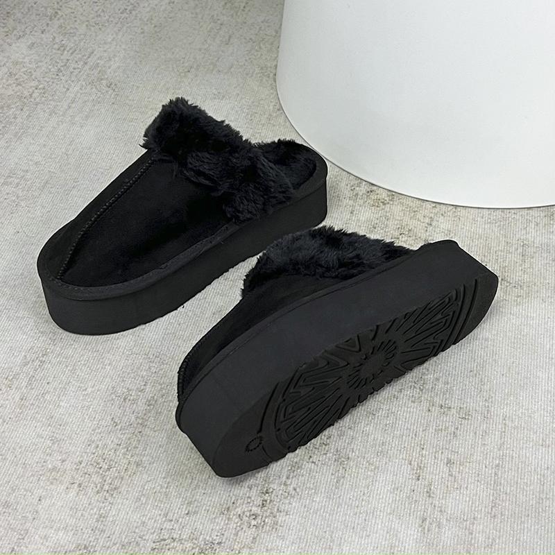 Fashion Autumn and Winter New Platform Woolly Platform Shoes Women's Home Baotou Cotton Slippers