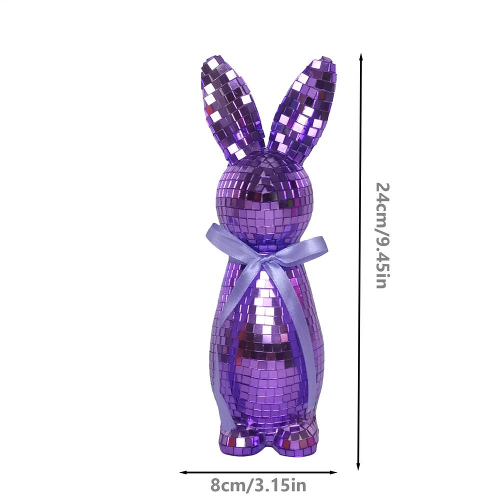 

Glass Mirror Rabbit Decorative Ornament Spring Laser Disco Rabbit Easter Rabbit Statue Ornament Bunny Mantel Decoration фиолетовый