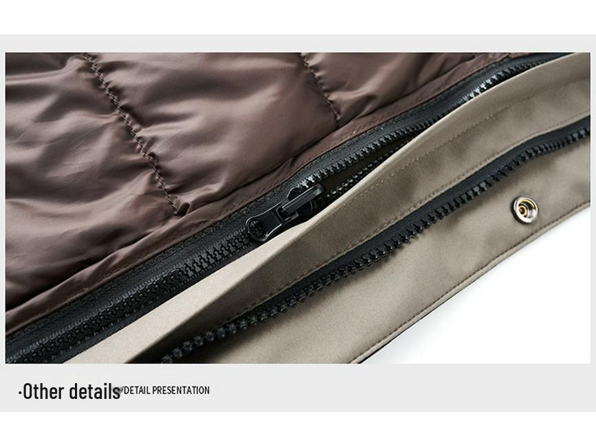 Men's Fashionable Hooded Winter Jacket with Detachable Liner - 90% Duck Down, Cold-Resistant, Ideal for Middle-Aged