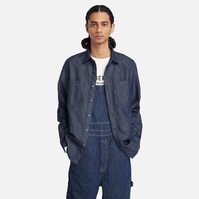 Timberland Solid Color Outdoor Casual Comfortable Long Sleeve Shirt Men Shirts Ink-Blue A2CJP-H87