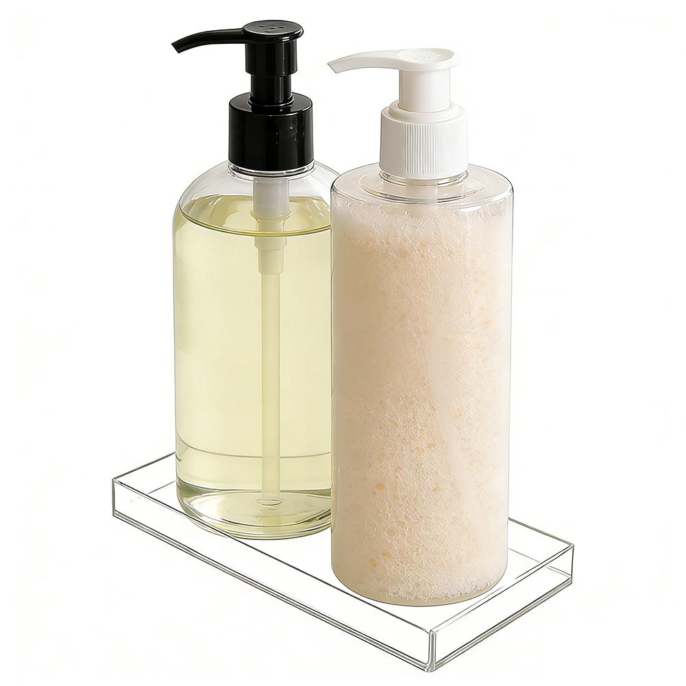 Clear Acrylic Bathroom Organizer Tray Handmade For Counter Storage Toiletries Toothpaste Toothbrush Holder And Cotton Pads