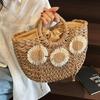 Korean Vegetable Basket Hand-woven Bag Seaside Vacation Beach Bag Large Capacity Hand-held Straw Bag