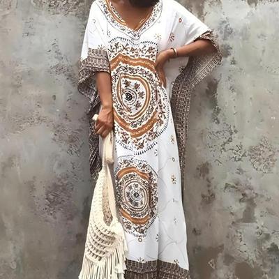Women's Ethnic Beach Dress Printed Positioning Human Cotton Beach Hoodie Turkish Robe