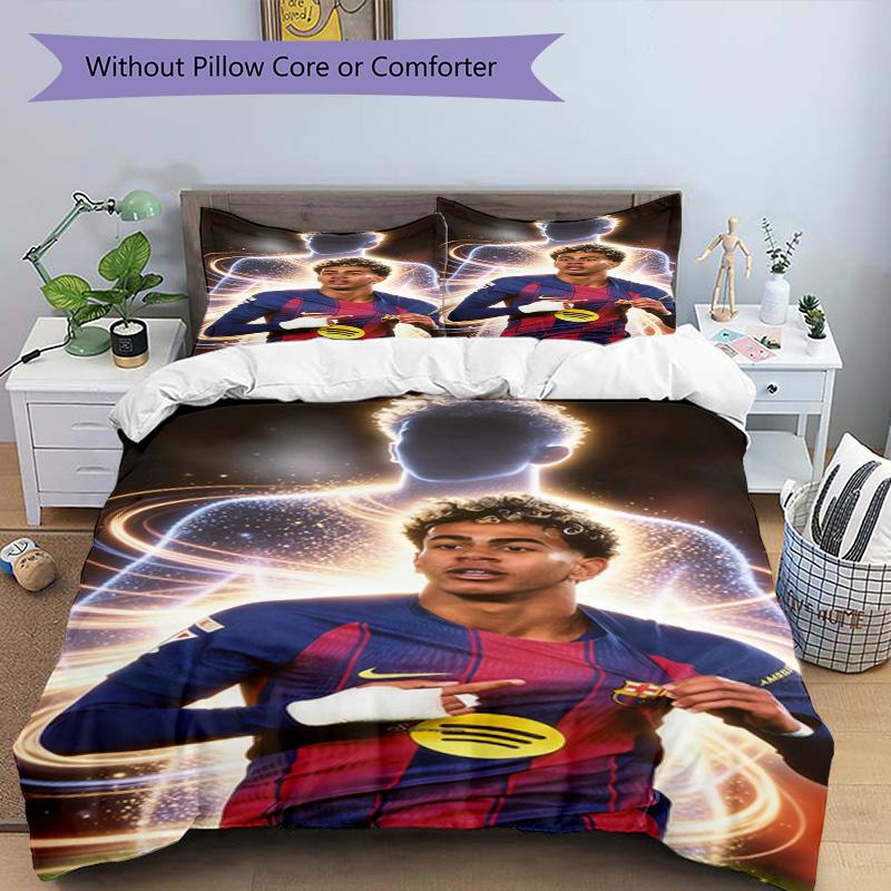 Lamine Yamal Barcelona Football Jersey Bedding Set,Comfort Bed Linen for Boys Room Decoration,Perfect Gift for Match Fans,Wrinkle Resistant Duvet Cove