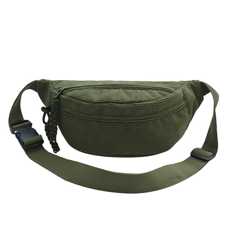 Sacs de taille en velours côtelé pour femmes Mode Sac banane Sac banane pour femme Sac de hanche Sac bandoulière Sac de poitrine Poche vert