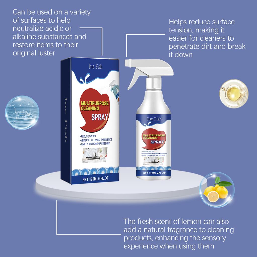 JUE-FISH Multi-Purpose Cleaning Spray Kitchen Heavy Duty Tile Stains Multi-Purpose Cleaning Household Cleaner
