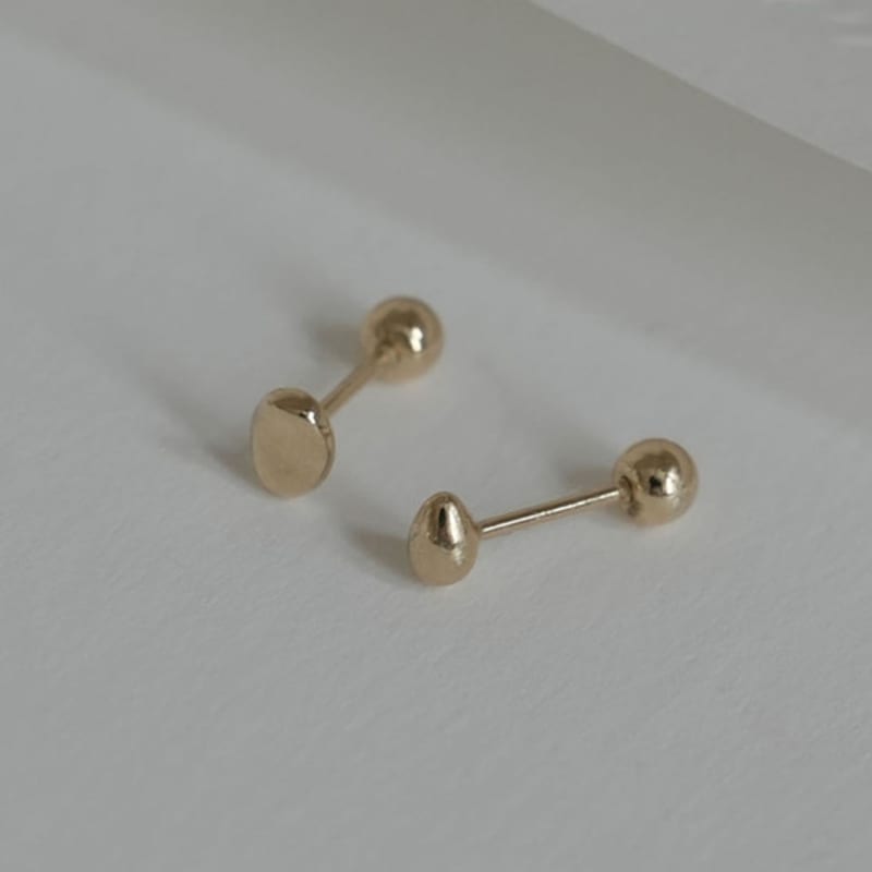 youngglow 14k pebble & waterdrop piercing