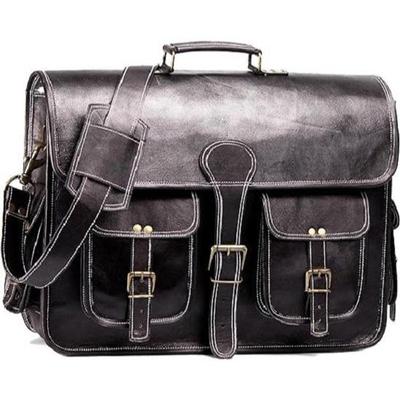Leather Laptop Bag for Men and Women | Black Genuine Leather Briefcase Bag for Men Vintage Look Handmade Leather Messenger Bag