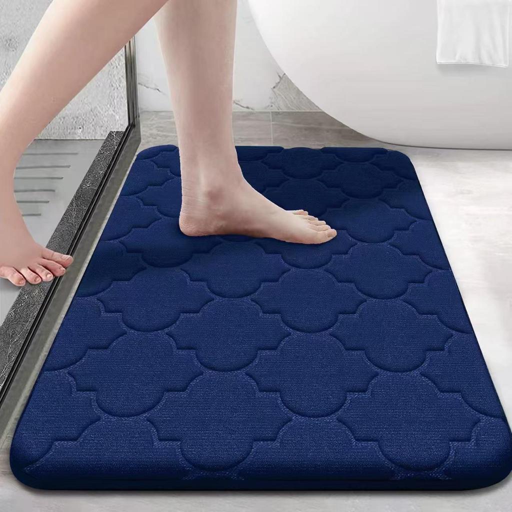 Thickened Non-slip Embossed Coral Fleece Bath Mat for Home
