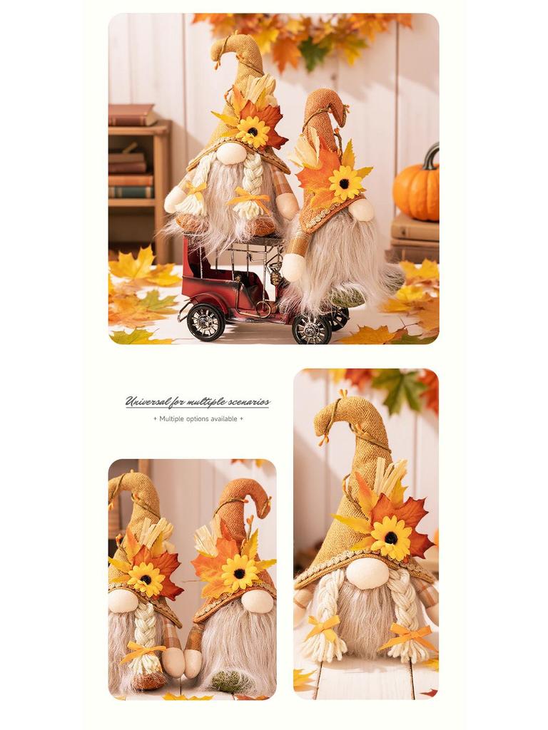 Thanksgiving Autumn Light-Up Maple Leaf Gnome Ornament