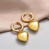 Stainless Steel Hoop Heart Drop Earrings for Women Fashion Exquisite Solid Black Gold Silver Color Earring Party Wedding Jewelry