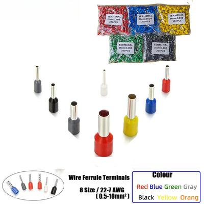 100Pcs Insulated Wire Sheath Copper Tube Terminal  Pin Cord End Terminal Crimping Connector Terminal EV0508 1008 1508 2508 4009