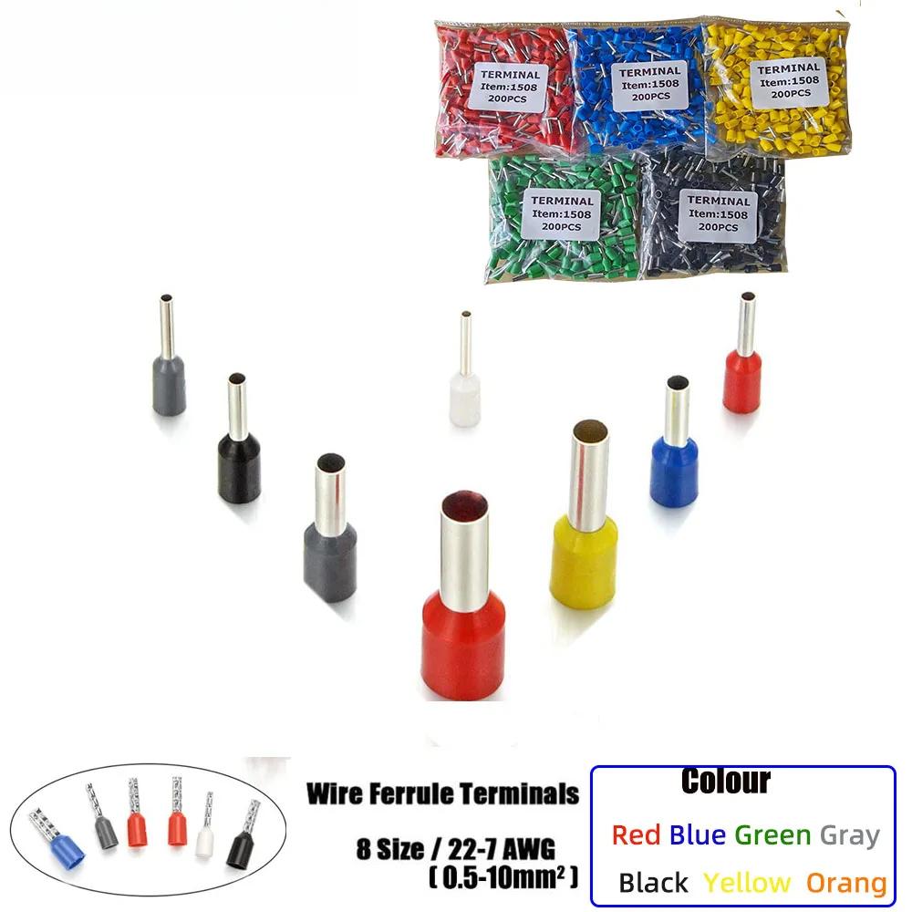 

100Pcs Insulated Wire Sheath Copper Tube Terminal Pin Cord End Terminal Crimping Connector Terminal EV0508 1008 1508 2508 4009 E0508 100PCS