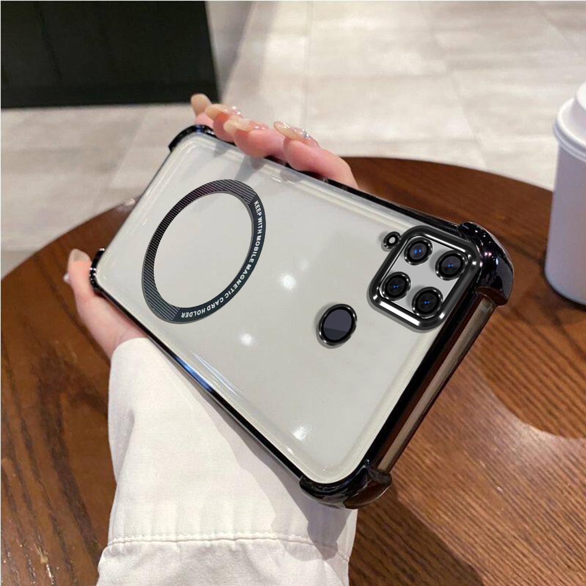 Case for realme C15 Clear Magnetic Casing Electroplated Lens Frame Phone Cover realme C15