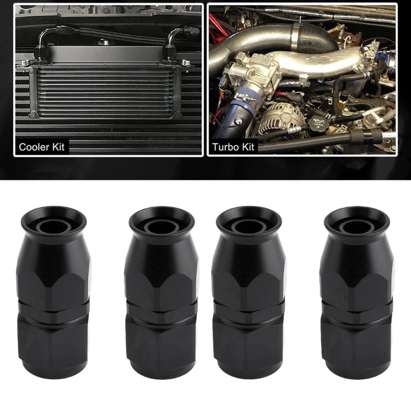 Pack of 4 PTFE Fuel Hose End Joint Fitting Adapter Straight Aluminum Hose End Fitting Auto Accessory Quick Installation