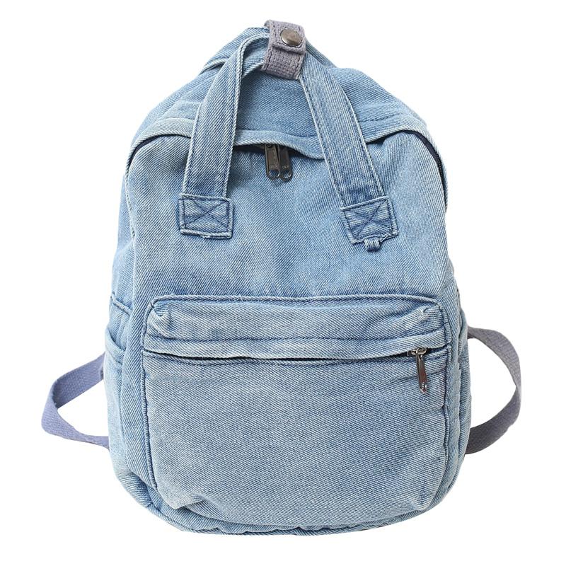 

Vintage Washed Denim Women Backpack Trend Cool Canvas College backpacks Schoolbag For Teenage Girl Boy Laptop Student Travel Bag 20cm x10cm x28cm