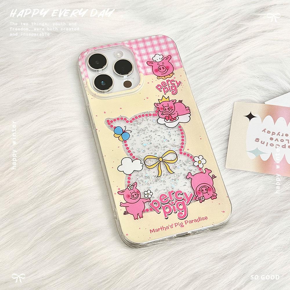 Cute Martha Pig Hollow Applicable Apple 16 Mobile Phone Case IPhone 15 Protective Case 14 Anti Fall Large Hole 13 Women's Model