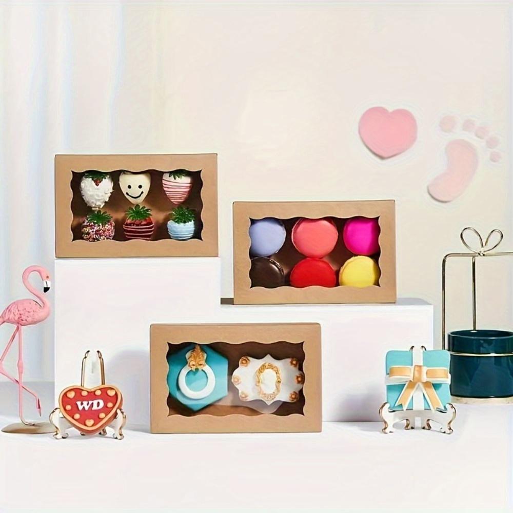 25pcs Premium Kraft Paper Gift Boxes with Clear Window Perfect for Cookies Macarons Candy Pieceaging Ideal for Weddings Parties & Decorations